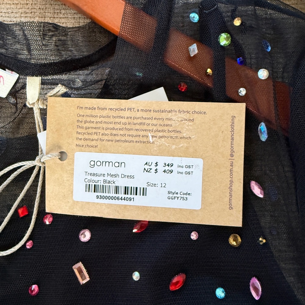 Gorman Womens Dark Fairy Mesh Grunge Rhinestone‎ Dress Midi Size 12 Whimsical - Picture 10 of 14